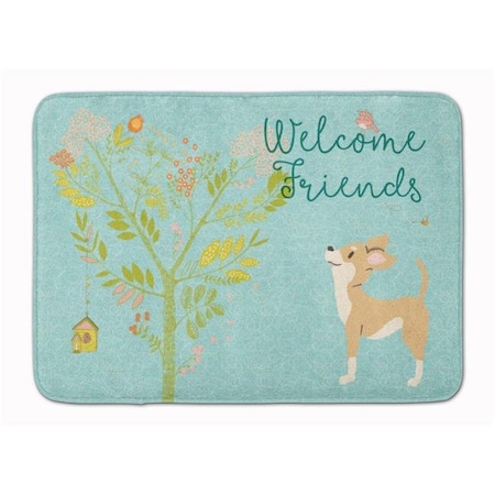 Carolines Treasures Carolines Treasures BB7628RUG Welcome Friends Brown White Chihuahua Machine Washable Memory Foam Mat BB7628RUG